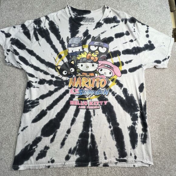 Naruto Shippuden Tops - Naruto Shippuden Tie Dye Men's Sanrio Short Sleeve Graphic Tshirt Large
